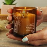 Personalised May Lily of the Valley Birth Flower Amber Glass Jar Candle Extra Image 3 Preview
